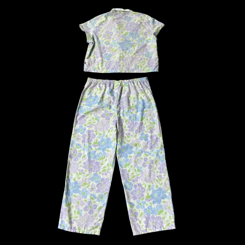 Womens Floral Pajama Set Large Tommy Hilfiger Purple Blue Green Sleepwear Flower - Picture 3 of 7